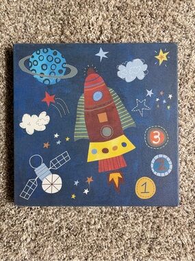 Oopsy Daisy Too Blast Off Rocket Kids Canvas Wall Art 10x10 Space Nursery Decor